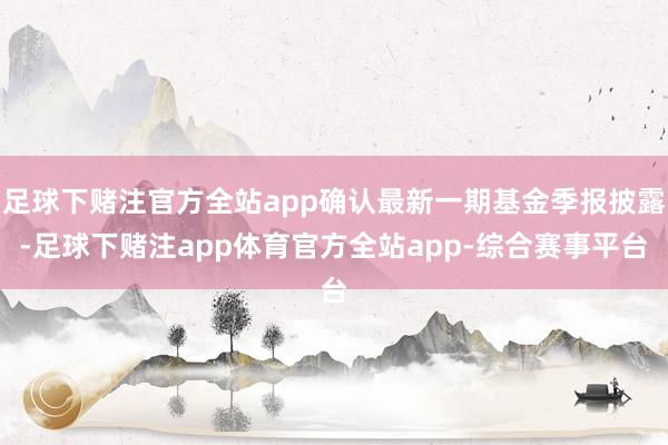 足球下赌注官方全站app确认最新一期基金季报披露-足球下赌注app体育官方全站app-综合赛事平台