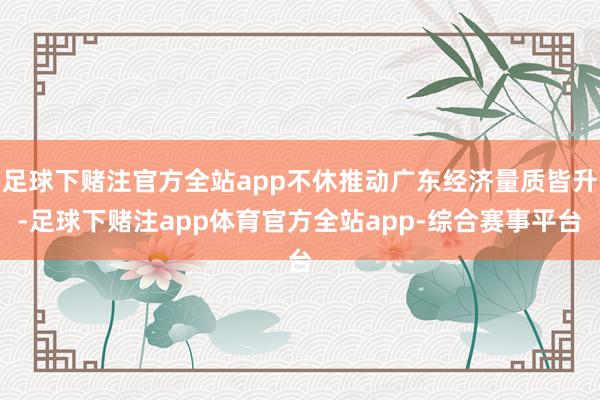 足球下赌注官方全站app不休推动广东经济量质皆升-足球下赌注app体育官方全站app-综合赛事平台